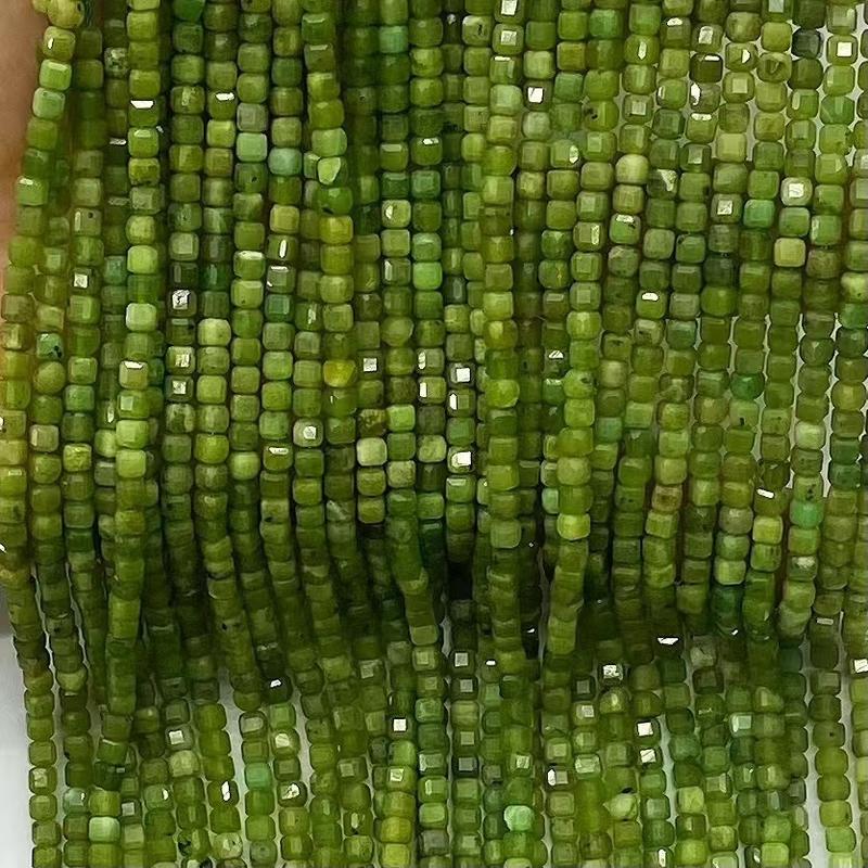 Natural Canada Green Jade Gemstone Cube Faceted Beads Tiny Loose Beads Square Faceted Beads For DIY Jewelry Making Desig Handmade Crafts Bracelet, Necklace, Earrings AAAA Quality 15.5 Inches Long, Semi Precious Stone, Spacer beads