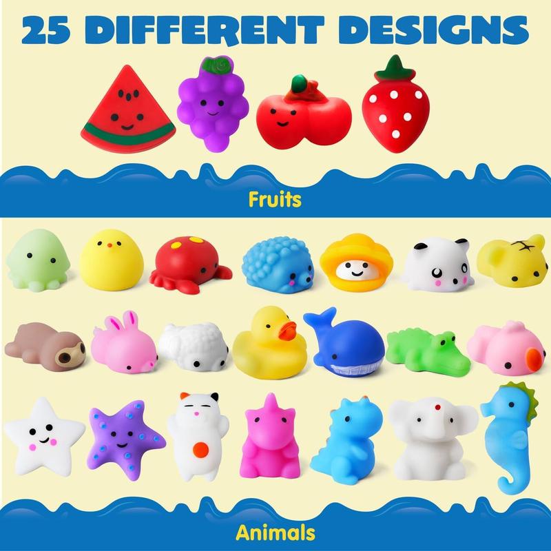 25-Pack Mini Mochi Squishy Toys Set – Kawaii Stress Relief Party Favors & Classroom Prizes