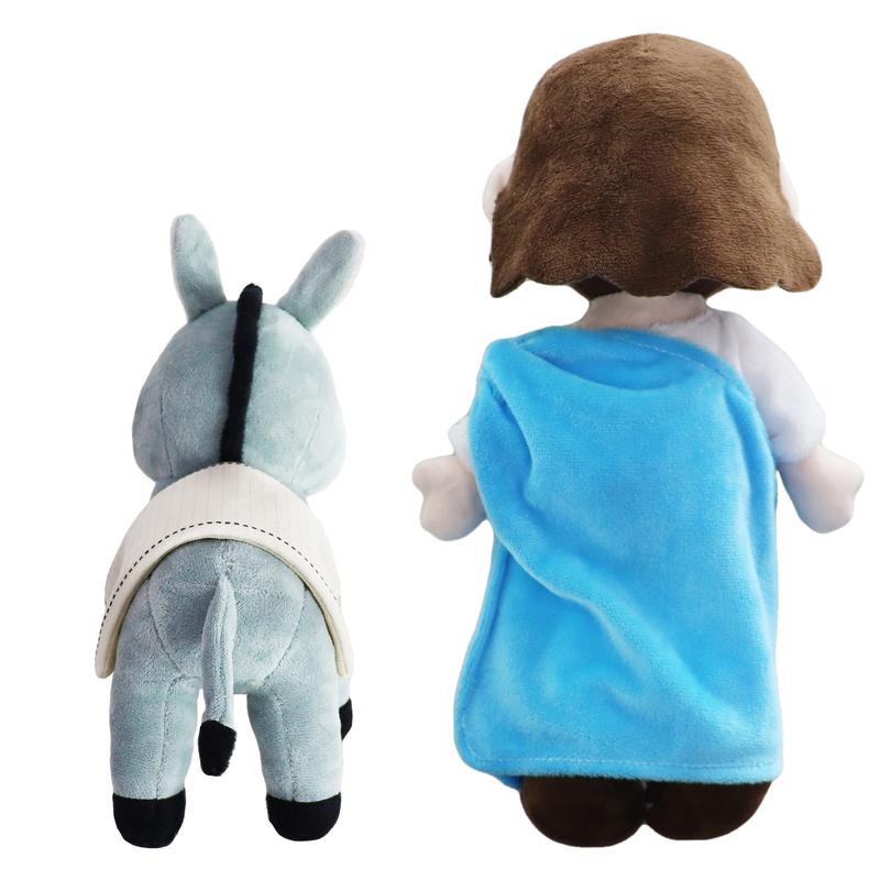 Yelakey Jesus Rides a Donkey Plush Toy stuffed toys plushies for kids children, 11.8in Jesus, 9.8in Donkey, cute and soft, Religious Party Favors Gifts for Kids, Religious Gift, Christian Baptism Gift, Thanksgiving Christmas Gift