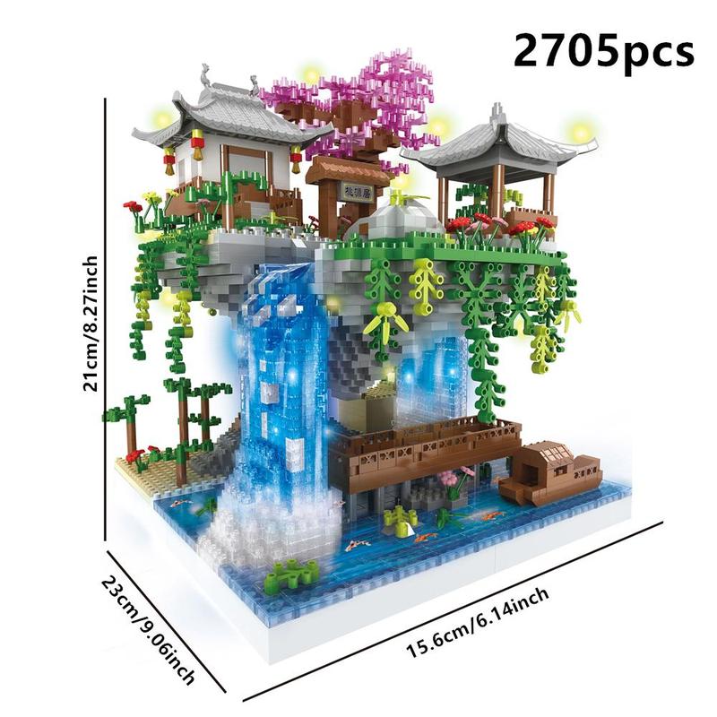 2705pcs set Retro Style Zen Garden Building Blocks, Creative Micro-particle Assembly Building Blocks Model, Building Toy For Adults & Kids