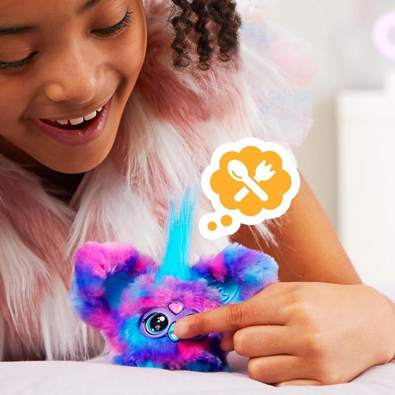 Furby Furblets Luv-Lee Mini Friend, 45+ Sounds, K-Pop Music & Furbish Phrases, Electronic Plush Toys for Girls & Boys 6 Years & Up, Purple & Blue