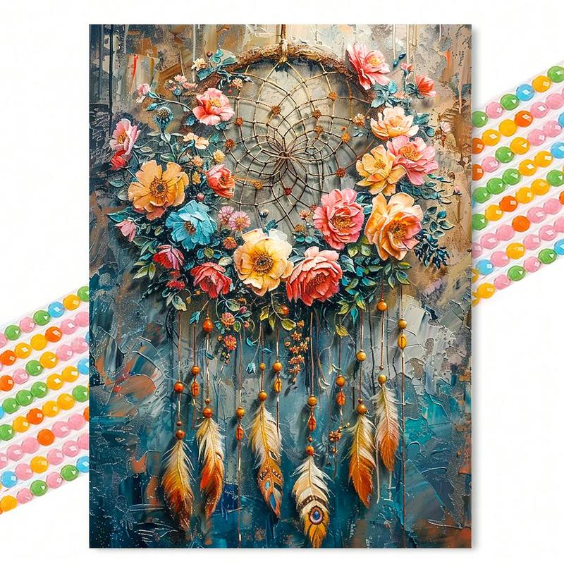 Dream Catcher Pattern Diamond Art Colorful Painting Kit without Frame, 5D Diamond Art Crafts for Adults & Teens, DIY Decorative Painting for Home Office