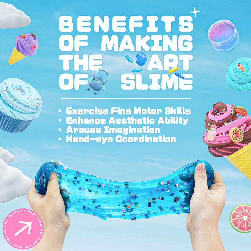 BELLOCHIDDO Ice Cream Slime Kit - Slime Kit for Girls Ages 8+, Slime Making Kit Toys, Perfect Birthday Gifts to Make Snow Slime, Rainbow Slime(30PCS)