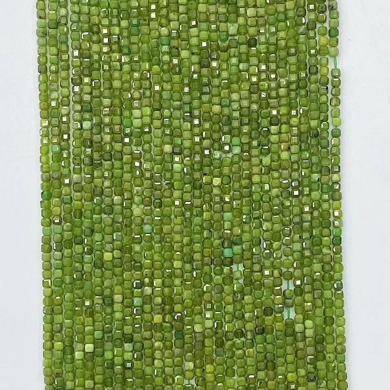 Natural Canada Green Jade Gemstone Cube Faceted Beads Tiny Loose Beads Square Faceted Beads For DIY Jewelry Making Desig Handmade Crafts Bracelet, Necklace, Earrings AAAA Quality 15.5 Inches Long, Semi Precious Stone, Spacer beads