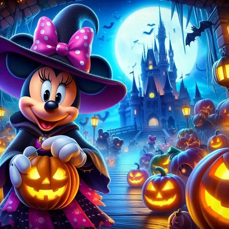 Pumpkin & Minnie Pattern Diamond Arts Colorful Painting Kit without Frame, DIY 5D Diamond Arts Crafts for Home Bedroom Wall Decor