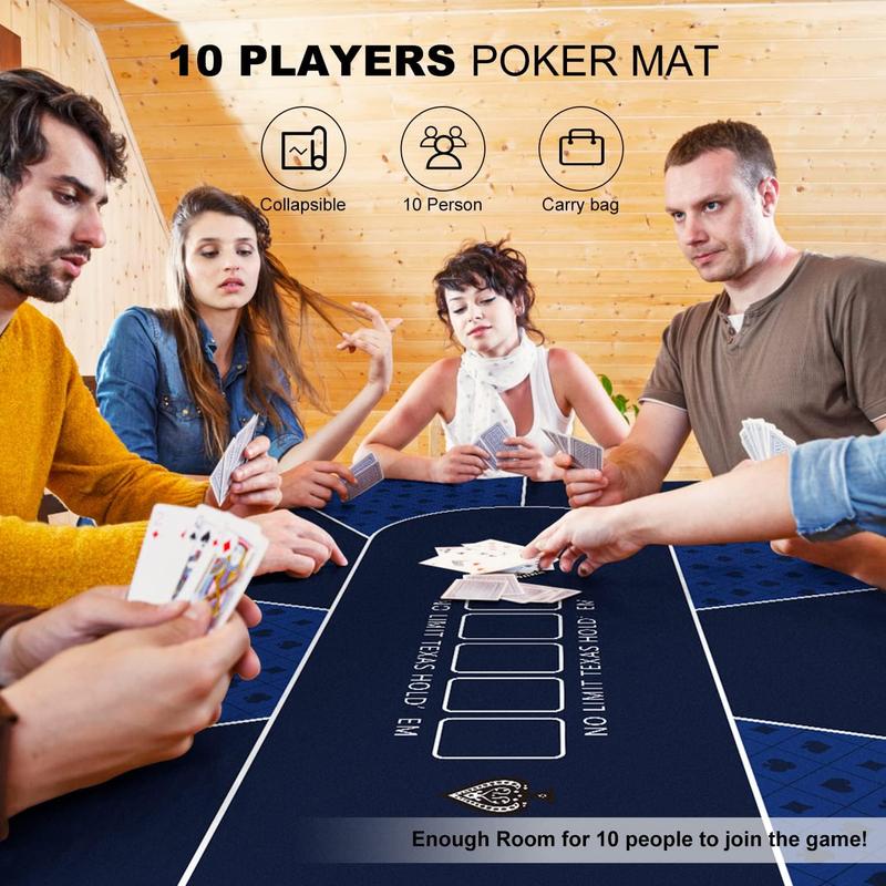 Portable Poker Mat Top with Poker Hands & Zipper Storage Bag 70