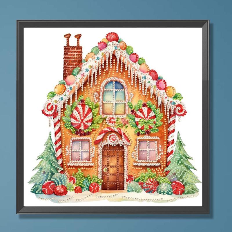 Candy House Shaped DIY Diamond Arts Colorful Painting without Frame (1 Set), DIY 5D Diamond Decorative Art Painting Kit for Beginner, Wall Art Decor for Home Living Room Bedroom