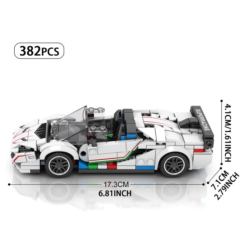 White Building Blocks Car, 382pcs box Model Car Building Blocks Kit, Creative Blocks Building Toy for Adults