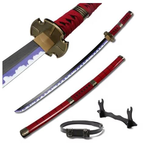 3-pcs Set Roronoa Zoro Swords 104cm Handmade Katana Japanese Anime Cosplay Sword Shusui Enma Kitetsu Free sword holder and belt