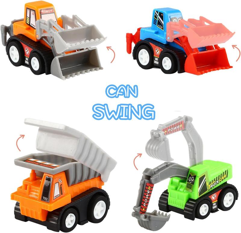 12-Piece Mini Truck Toy Kit - Pull Back Construction Vehicles, Great Party Favors, Birthday Gifts, Classroom Rewards, and Stocking Stuffers