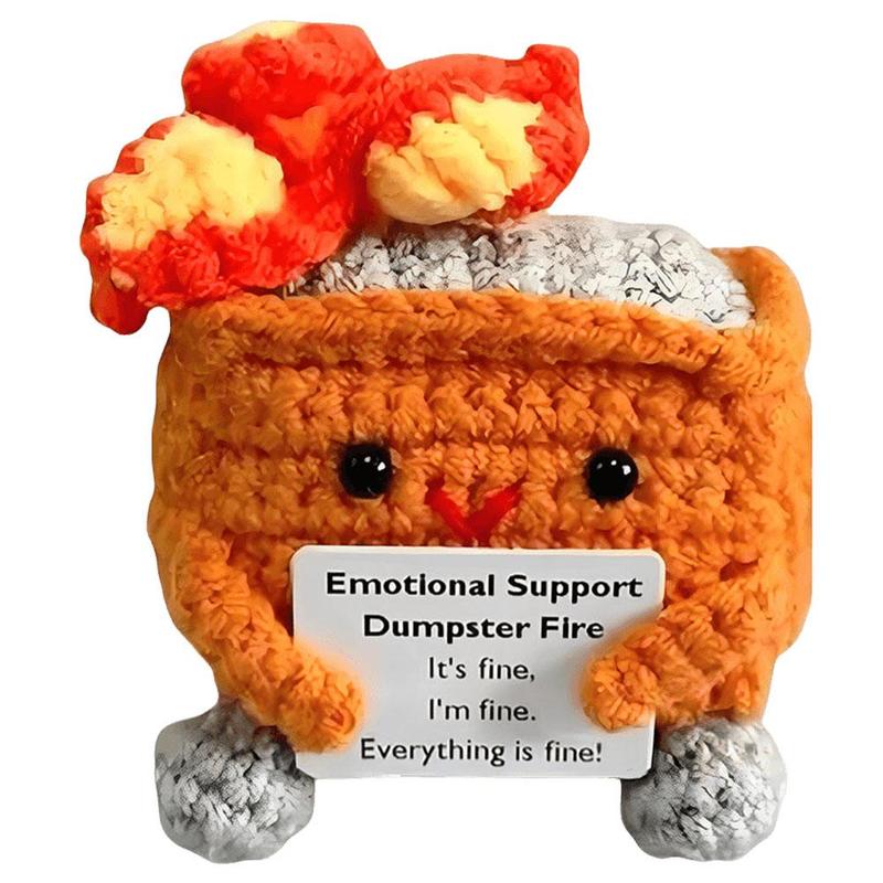 Crochet Dumpster Fire Cute Emotional Support Dumpster Fire Positive Crochet Dumpster Fire Funny Gifts for Friends Coworker