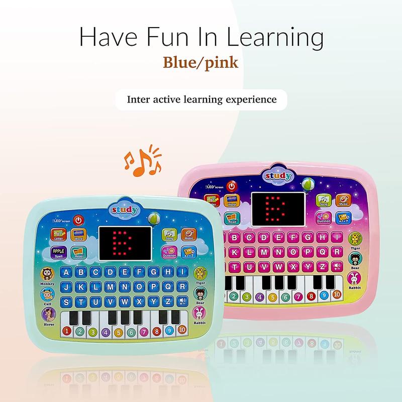 Tablet Toddler Learning Pad Interactive Toy with Screen -Educational Toys Fun Gifts -Music Piano ABC Numbers Words Spell Animals - for Boys&Girls 3+ (Blue)u2026u2026