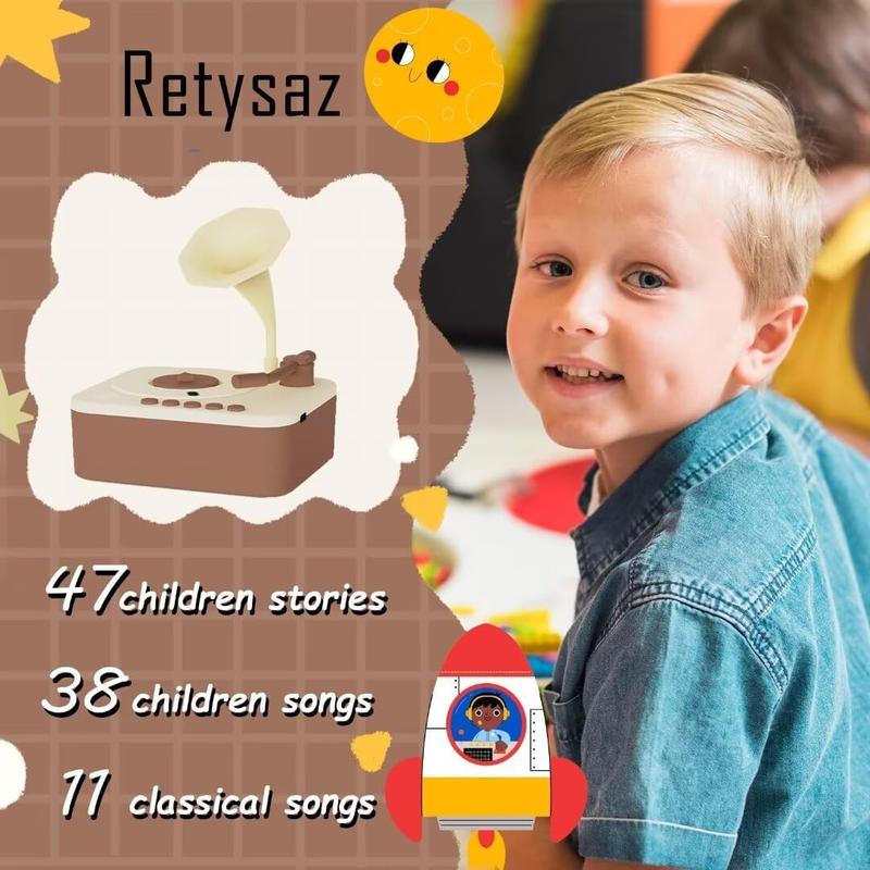 Phonograph With 96 Cards, Story Music Player For Kids 3-12 Musical Sensory Toy For Boy Girl,Toddler Pre-Kindergarten Toy Early Childhood Education Birthday(Brown)