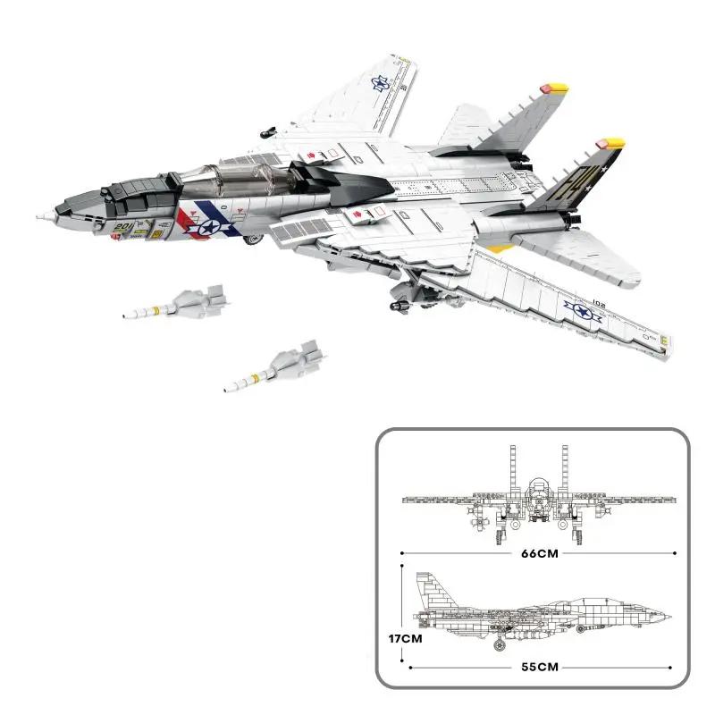 BARWEER-Military Tomcat F14 Fighter Aircraft Building Blocks MOC Carrier-Base Fighter Model Bricks Set Holiday Gifts Gifts for Adults and Teens Birthday Christmas Gifts building set building brick