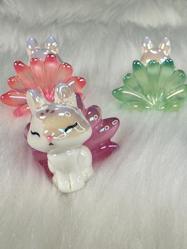 Luminous 9 Tails Fox with Straight Hole Beads for Beading Jewelry Making-Color Randomly