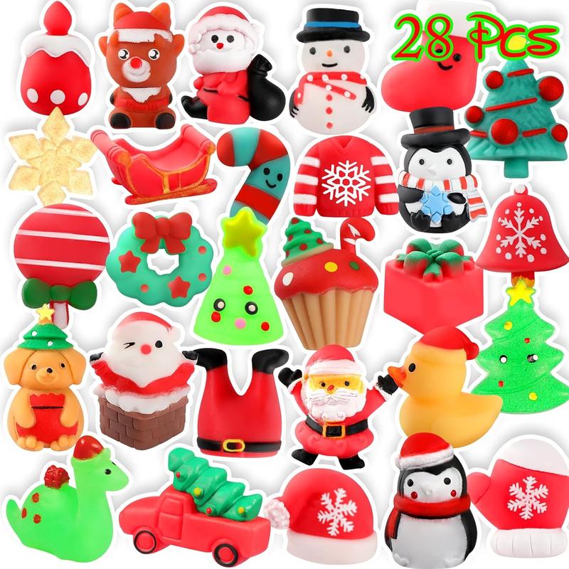 28 Pack Mochi Squishy Toys - Stress Reliever, Goodie Bags & Birthday Gifts - Perfect for Kids & Adults Christmas Party Favors