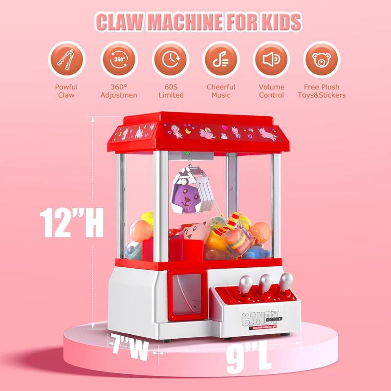 Claw Machine for Kids Toy Mini Claw Machine Candy Grabber Prize Dispenser Vending Machine Arcade Game Machines for Home Party Christmas Birthday Gifts Cool Girl Toys