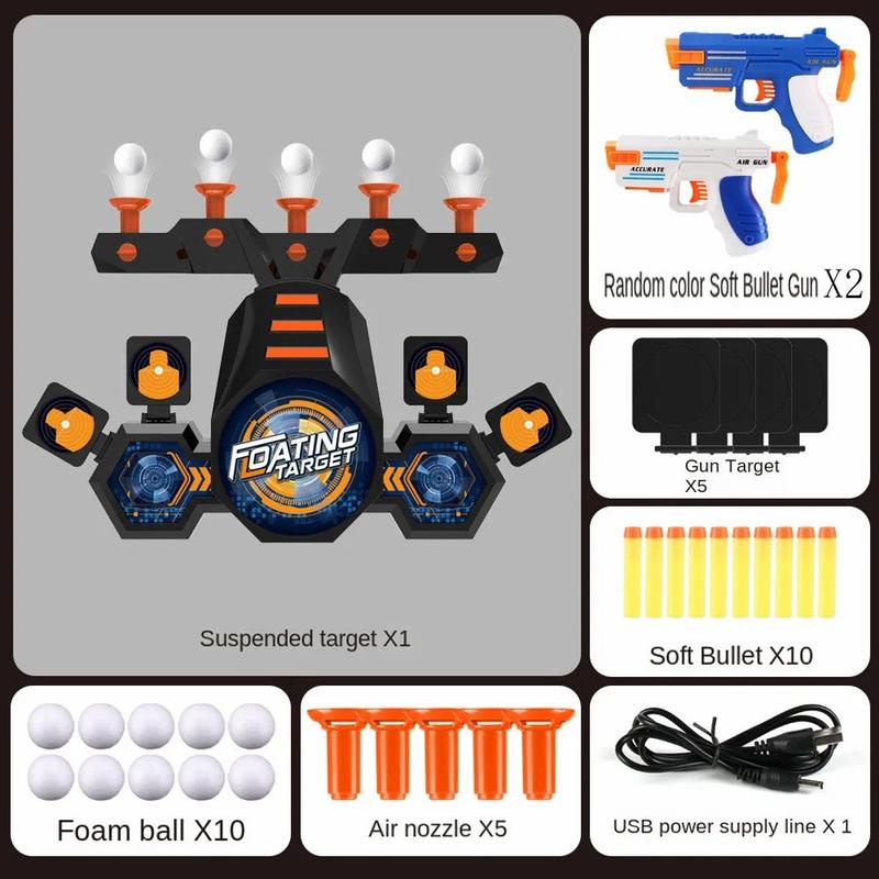 2-In-1 Hover Shot Shooting Games Ball Target Game, Floating Ball Targets With Foam Dart Toy, 2 Soft Bullet Blasters 10 Floating Balls 10 Foam Darts 5 Air Columns