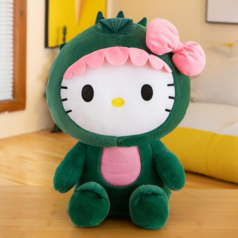 35cm 13.8in Kawaii Kitty Dinosaur Plush Toy Cartoon Doll Room Decoration Sleeping Throw Pillow Kids Birthday Christmas Gift