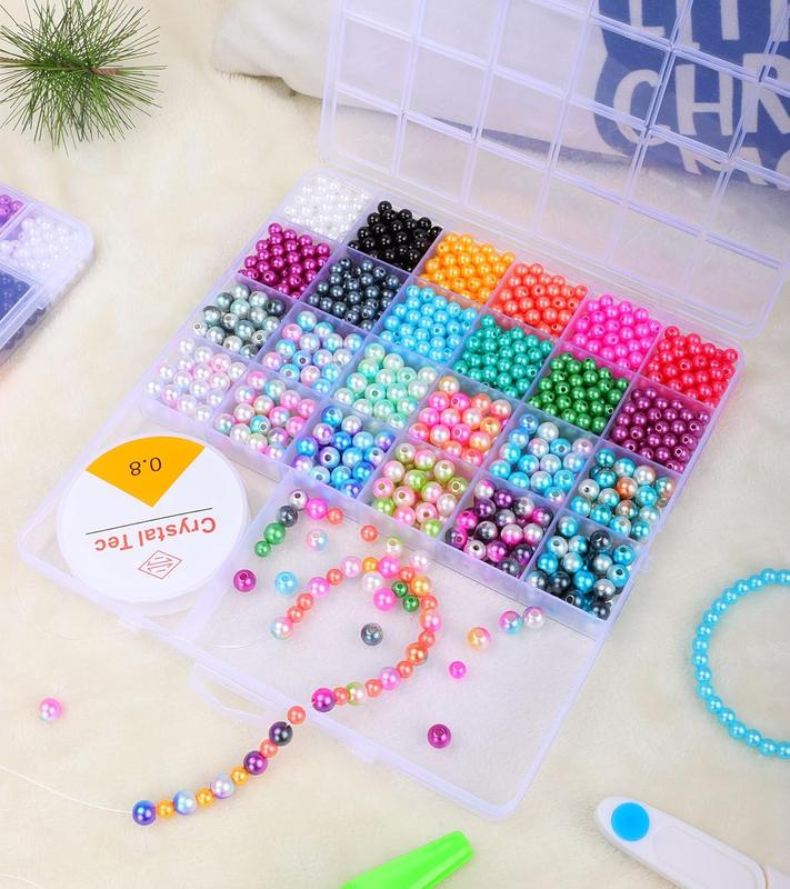 Bracelet Beads Kit - 1020 Pcs Gradient Colorful Round Beads (6mm+8mm) for Jewelry Making, DIY Crafts