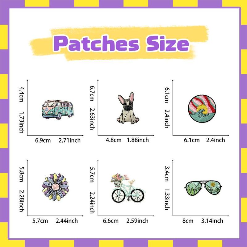 Cute Colorful Embroidery Patch, 16pcs set DIY Embroidery Kit for Clothes, Bags, Backpacks, Hats, Scarves, Pencils, Stationery, Home Decoration