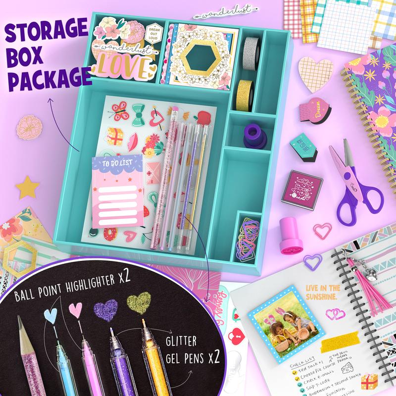 2-Pack DIY Journal Kit - 150+Pcs Gifts for Girls Ages 8 9 10 11 12 Year Old - Birthday Gifts for Girls - Art and Crafts for Kid - Scrapbook Set