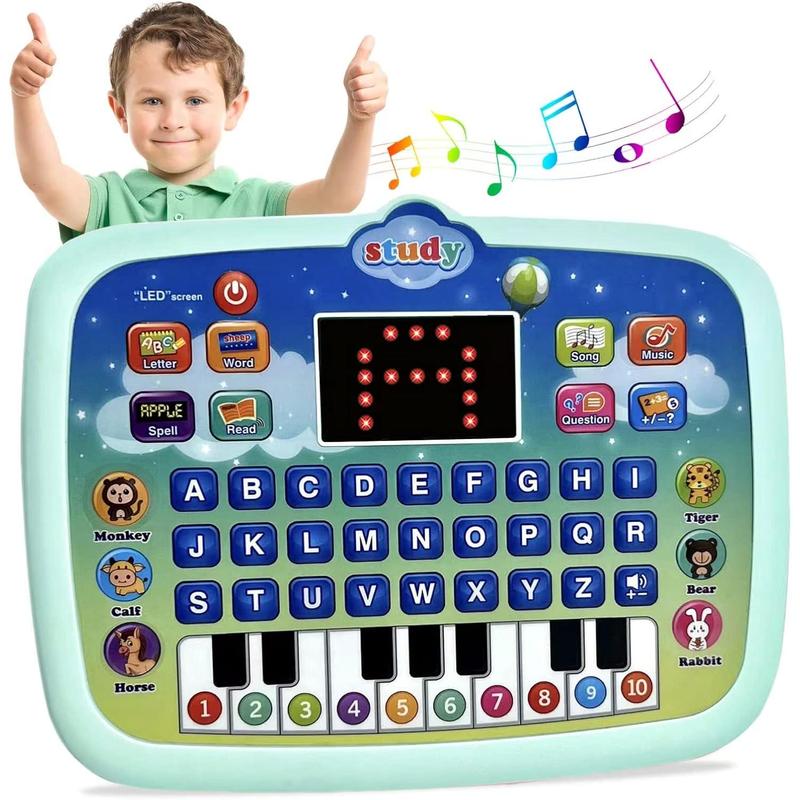 Tablet Toddler Learning Pad Interactive Toy with Screen -Educational Toys Fun Gifts -Music Piano ABC Numbers Words Spell Animals - for Boys&Girls 3+ (Blue)u2026u2026