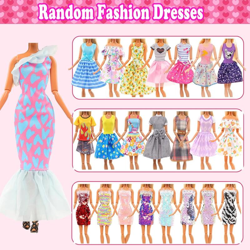 CHRISTMAS GIFT 47 PCS Doll Clothes and Accessories 3 PCS Wedding Gowns 3 Tops 3 Pants 3 PCS Fashion Dresses 2 Sets Swimsuits Bikini 6 Braces Skirt,