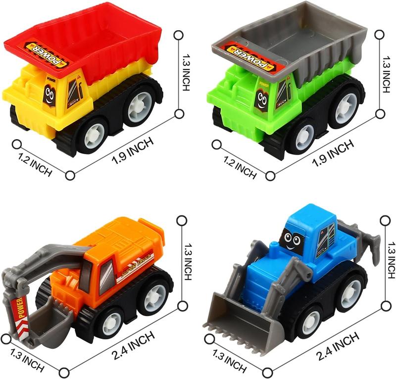 12-Piece Mini Truck Toy Kit - Pull Back Construction Vehicles, Great Party Favors, Birthday Gifts, Classroom Rewards, and Stocking Stuffers