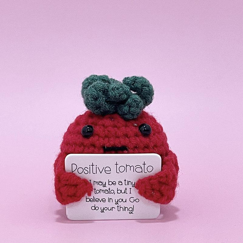 Cute Knitted Tiny Things Tomato with Base, Handmade Woolen Tomato Decor, Funny Crochet Tomato Doll for Home Decor, Gift, Stress Relief Office Tomato Doll