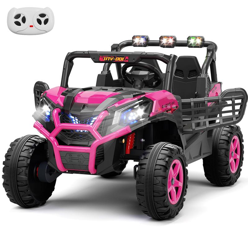 XJD 12V 24V 7AH Ride On Electric Truck Car for Kids w Parent Remote Control, Spring Suspension, LED Lights, AUX Port, Gift for Kids