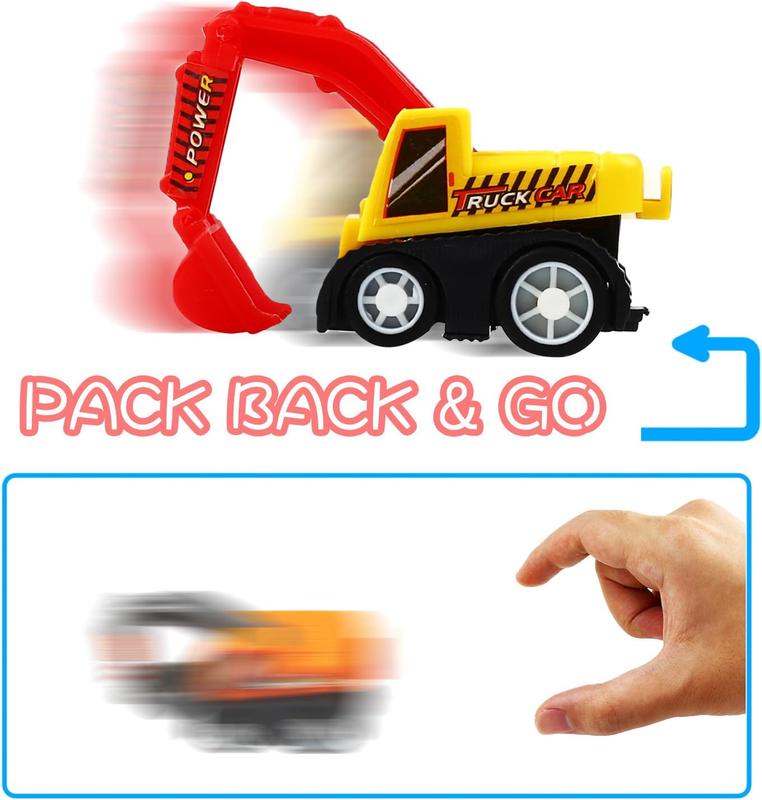 12-Piece Mini Truck Toy Kit - Pull Back Construction Vehicles, Great Party Favors, Birthday Gifts, Classroom Rewards, and Stocking Stuffers