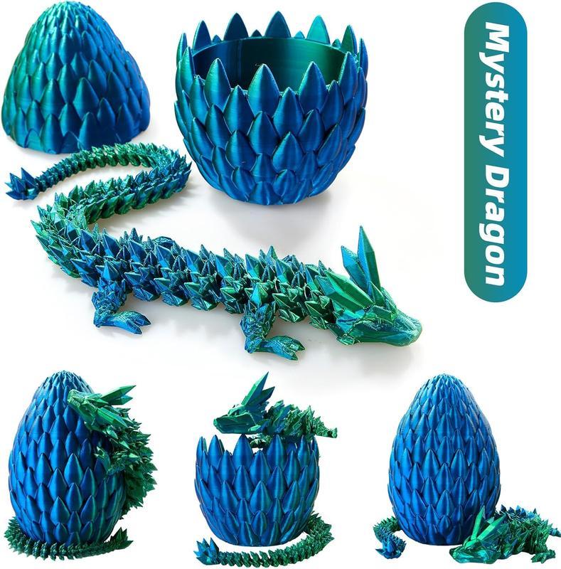 3D Printed Dragon Egg, Oriental dragon，15lnch Crystal Dragon inDragon Egg,Surprise Egg,Articulated Dragon,Fidget Toys for Executive Home OfficeDecor,Toys for Kids Gifts dragon sculpture,