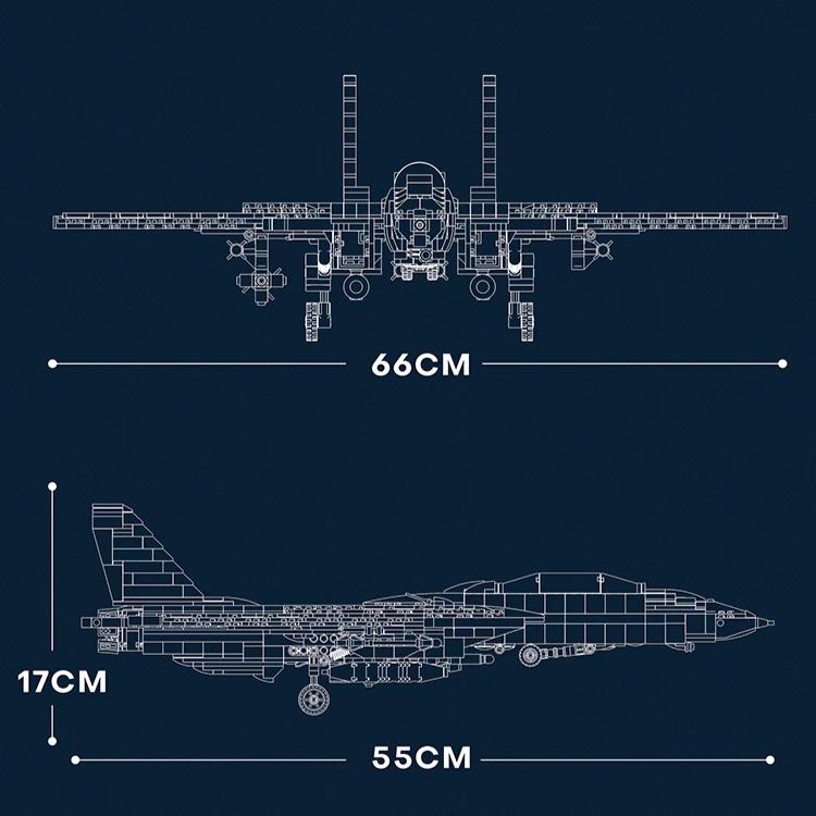 BARWEER-Military Tomcat F14 Fighter Aircraft Building Blocks MOC Carrier-Base Fighter Model Bricks Set Holiday Gifts Gifts for Adults and Teens Birthday Christmas Gifts building set building brick