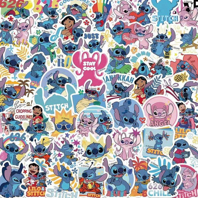 Cartoon Stitch Pattern Sticker (100pcs), Cute Animal Pattern Decorative Stickers, Diy Decals for Water Bottle, Laptop, Phone Case, Scrapbooking, Journal Making