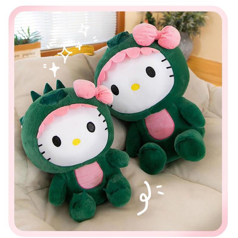 35cm 13.8in Kawaii Kitty Dinosaur Plush Toy Cartoon Doll Room Decoration Sleeping Throw Pillow Kids Birthday Christmas Gift