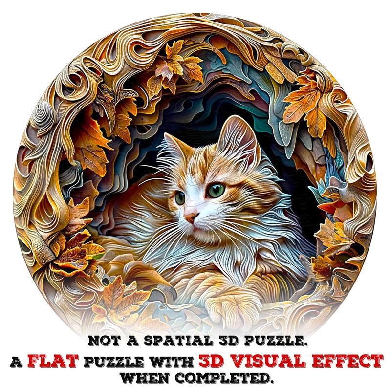 3D Cat Wooden Jigsaw Puzzle - Perfect for Kids and Adults 3d  wooden