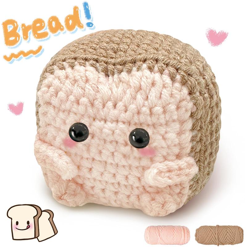 Square Bread Crochet Kit, Cute Woven Craft for Beginners, DIY Crochet Kit with Step-by-step Video Tutorial, Gift for Food Lovers