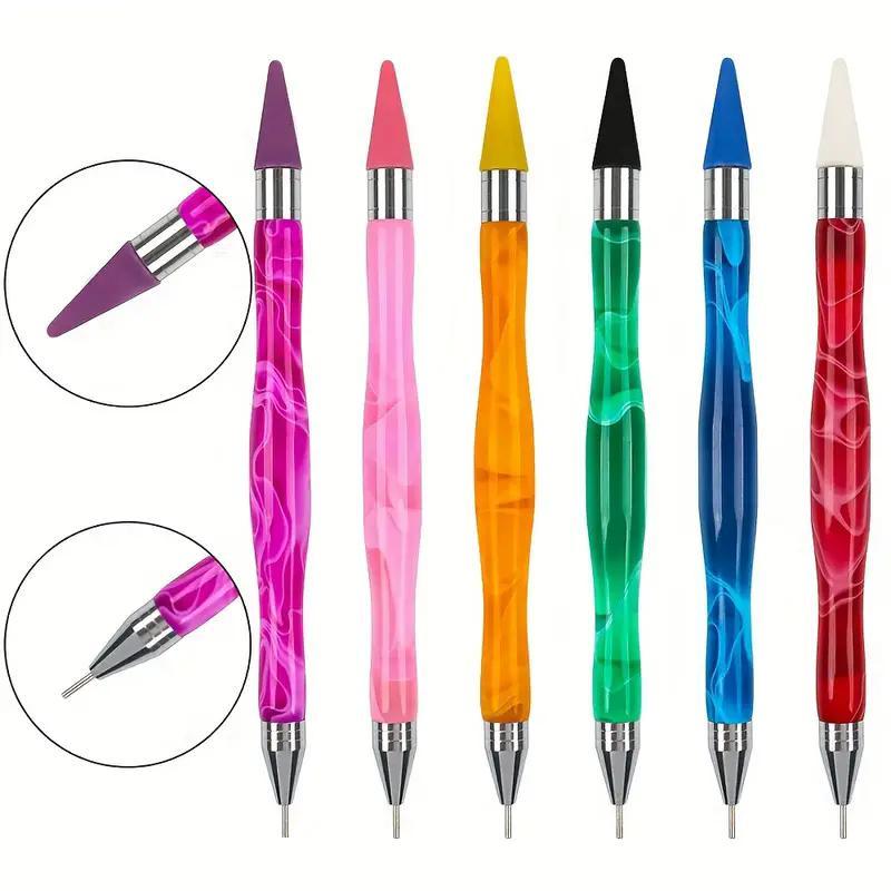 Random Color Dual-ended Diamond Art Dotting Pen for Christmas Gift, 1 Count Diamond Art Wax Pencil, DIY Diamond Art Accessories for Gifts