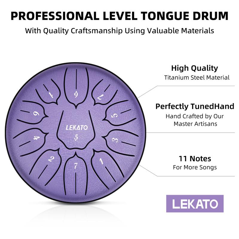 LEKATO Steel Tongue Drum with Crossbody Bag Kit,6 Inch 11 Note Steel Handpan Drum Percussion Set,for Meditation Yoga Adult Child Kid Musical Education Beginner Professional,Music Lover Player Friend Fun Relax Christmas Gift