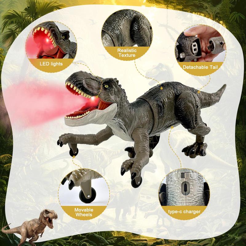 Dinosaur Island RC T-rex Toy, Swift Movement & Water Spray - Gift for Boys and Holidays Remote Control