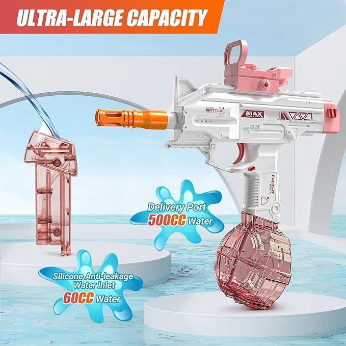 Summer children's fully automatic water shooting toy, large capacity water storage 500+cc electric water spray, outdoor beach, home swimming pool water battle game gatlingwaterblaster watergun blue memory training and observation