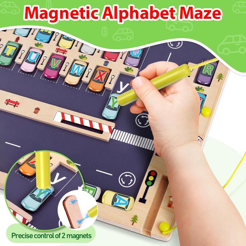 Wooden Magnetic Alphabet Maze Puzzle Montessori Fine Motor Skills Toy for Kids ABC Learning Game for Boys & Girls | Perfect Christmas & Birthday Gift