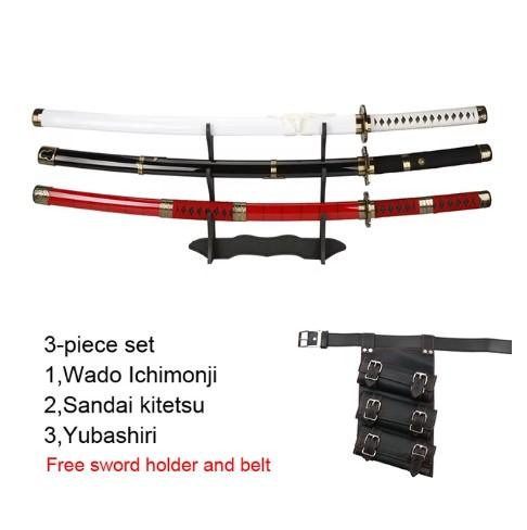 3-pcs Set Roronoa Zoro Swords 104cm Handmade Katana Japanese Anime Cosplay Sword Shusui Enma Kitetsu Free sword holder and belt