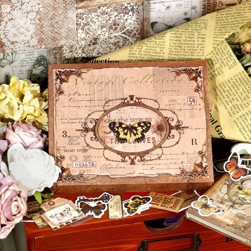 Funto Scrapbooking Kit: The Love Poems Series - Dusk Hour, Tales of Begonias, Vintage Items, Retro Merchandise. Ideal for bullet journaling, scrapbooking, planner DIY, and craft collage.