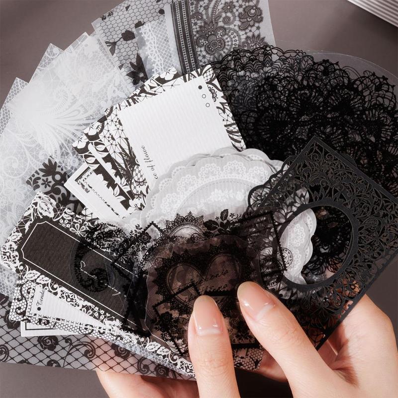 Vintage Lace Pattern Material Paper, 100pcs box Mixed Style Scrapbooking & Stamping Paper, DIY Decorative Material for Scrapbooking & Journal Making