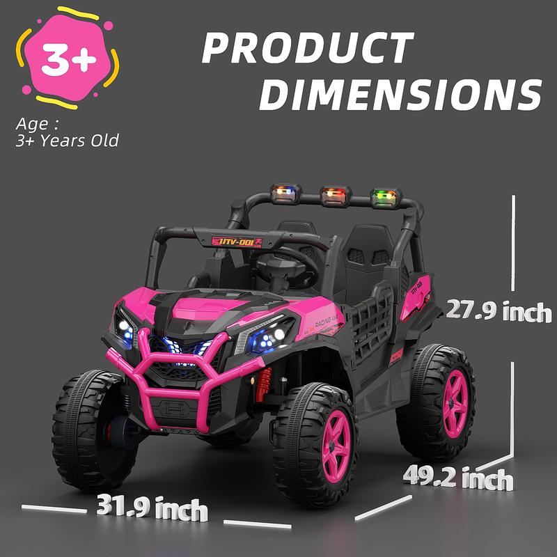 XJD 12V 24V 7AH Ride On Electric Truck Car for Kids w Parent Remote Control, Spring Suspension, LED Lights, AUX Port, Gift for Kids