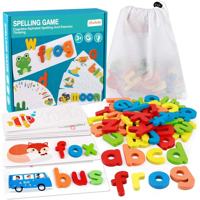 Educational Montessori Learning Toy, Alphabet Flash Cards Matching Game Toys Spelling Games Toy for Kids 3 4 5 Year Old