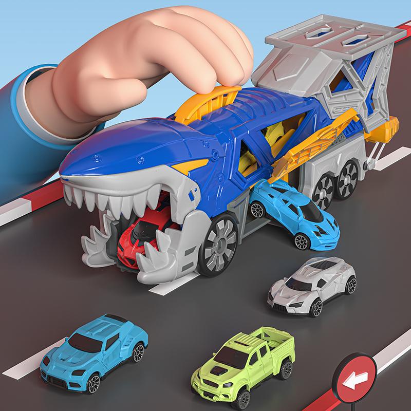 Shark Toy Car Track Set, Loop and Launcher Race Car Toys, Truck for 3-9 Year Old Boys and Girls, Shark Toys Carrier Vehicle for Kids 3-5, Gifts for 3 Plus Year Old Boy Toys