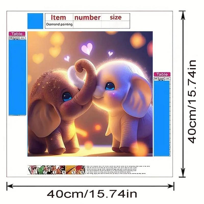 Elephant Pattern Artificial Diamond Art Painting Kit without Frame, DIY Decorative Art Craft, 5D Artificial Rhinestone Painting for Wall Decor